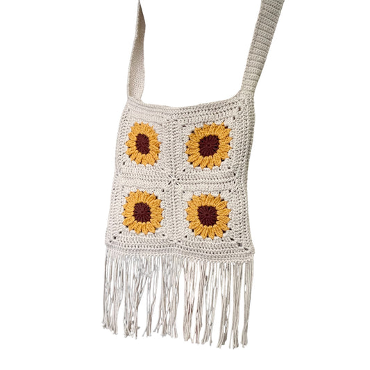 Crochet Sunflower Tote Bag