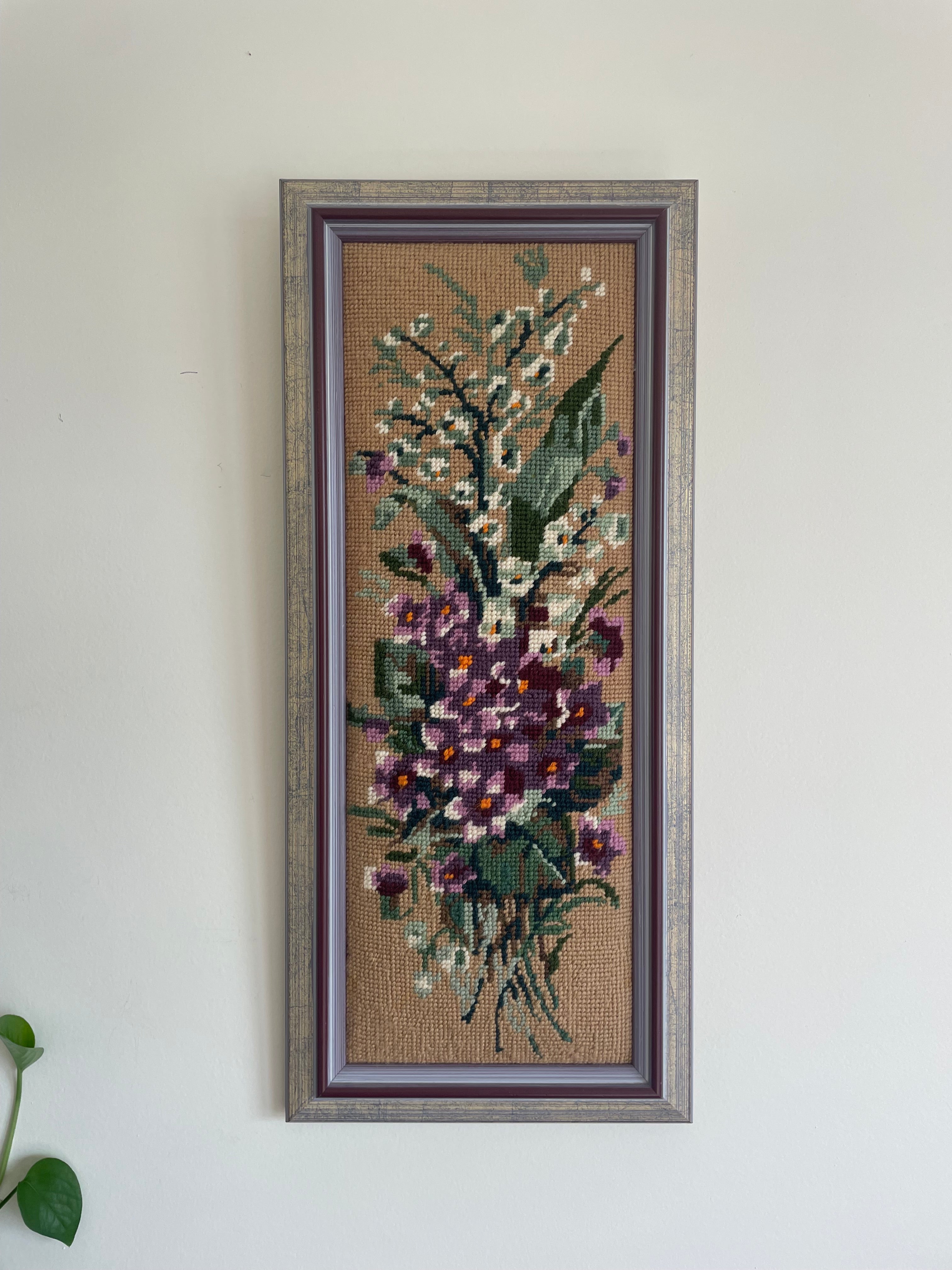 Vintage Floral Tapestry in Purple Frame