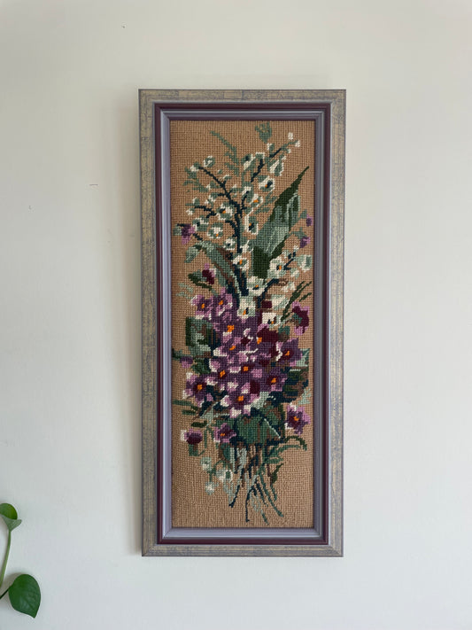 Vintage Floral Tapestry in Purple Frame