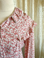 Vintage Italian Il camiciaio del Re Romantic Ditsy Floral Ruffle Top Sz 10