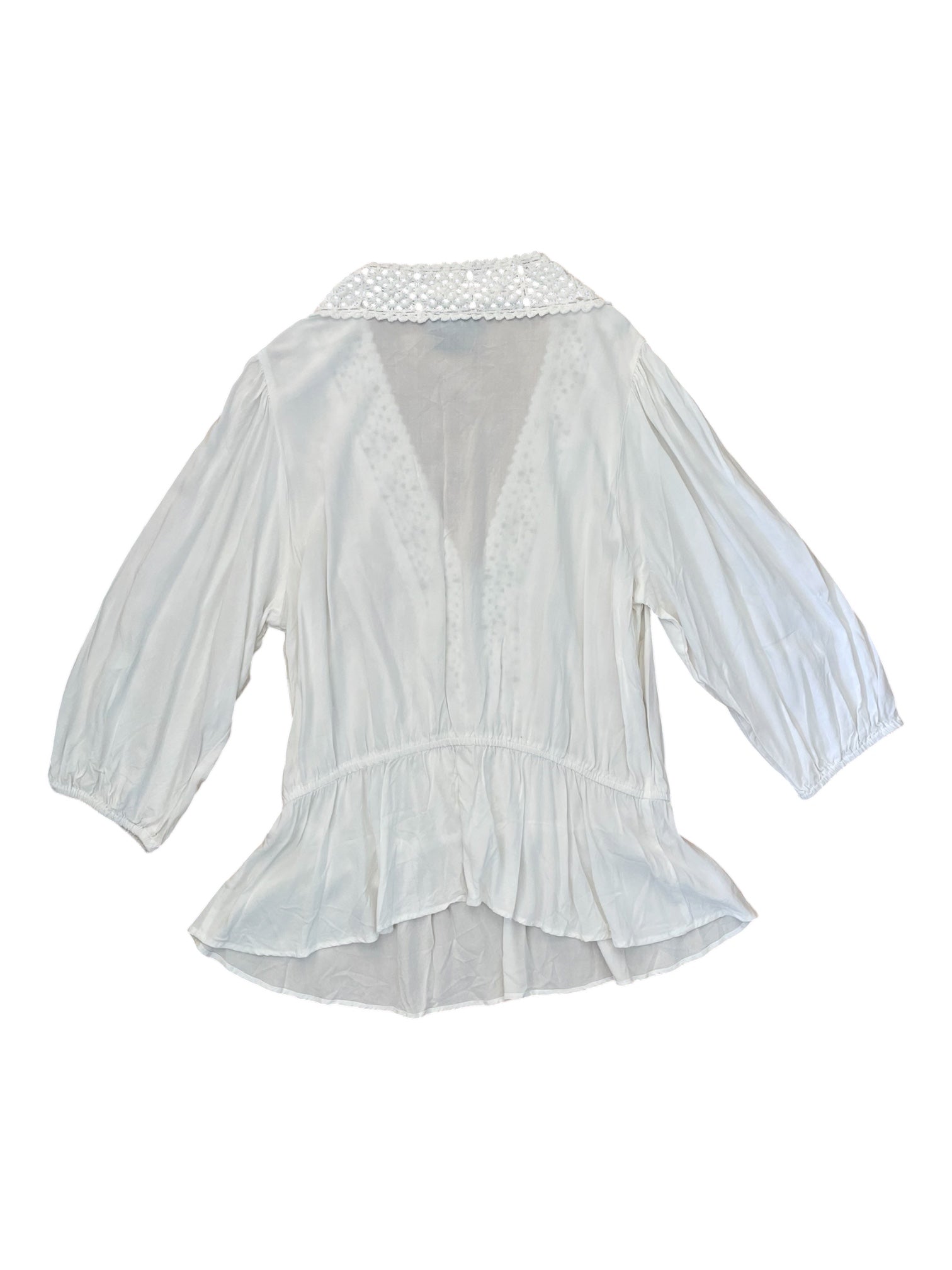 White Peasant Style Long sleeve blouse