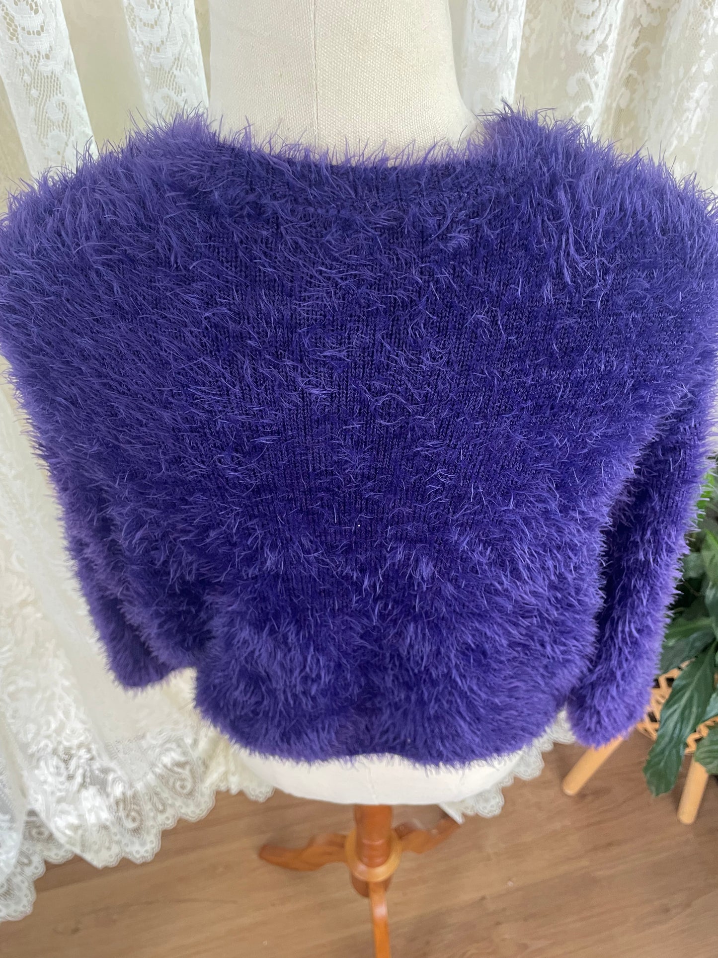 Purple Fluffy 1/2 sleeve Cropped Bolero