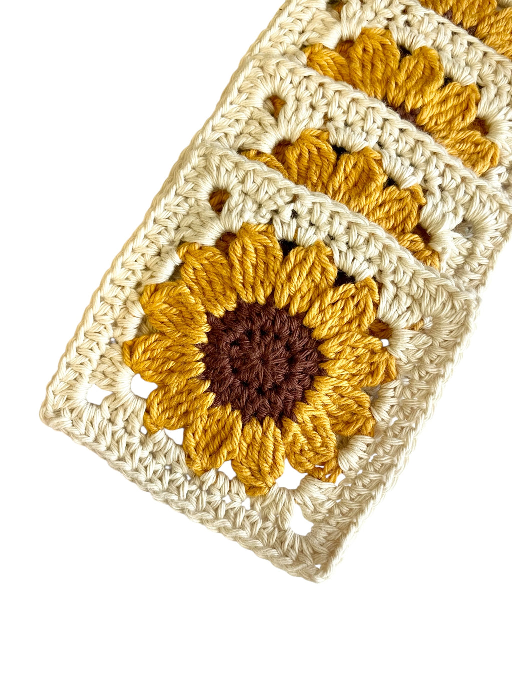 Crochet Sunflower Square Coasters Cotton Set of 4