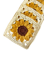 Crochet Sunflower Square Coasters Cotton Set of 4