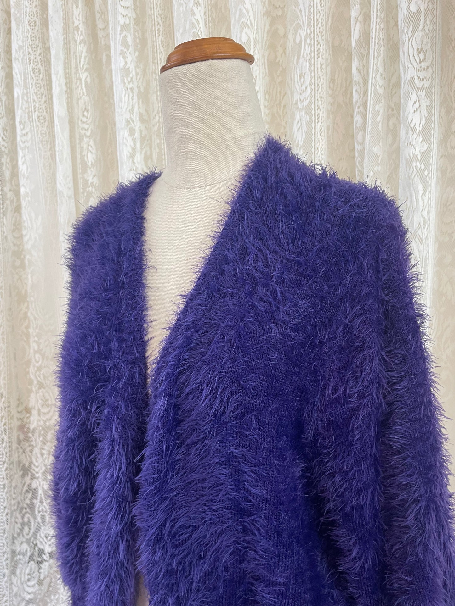 Purple Fluffy 1/2 sleeve Cropped Bolero