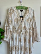 White with Gold Thread Paisley Print Angel Dress