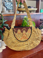 Cotton Print Shell Hobo Bag
