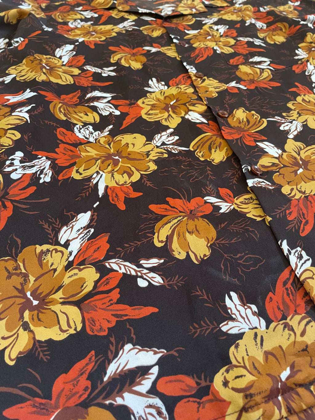 Vintage Warm Tone Floral Long Sleeve Blouse