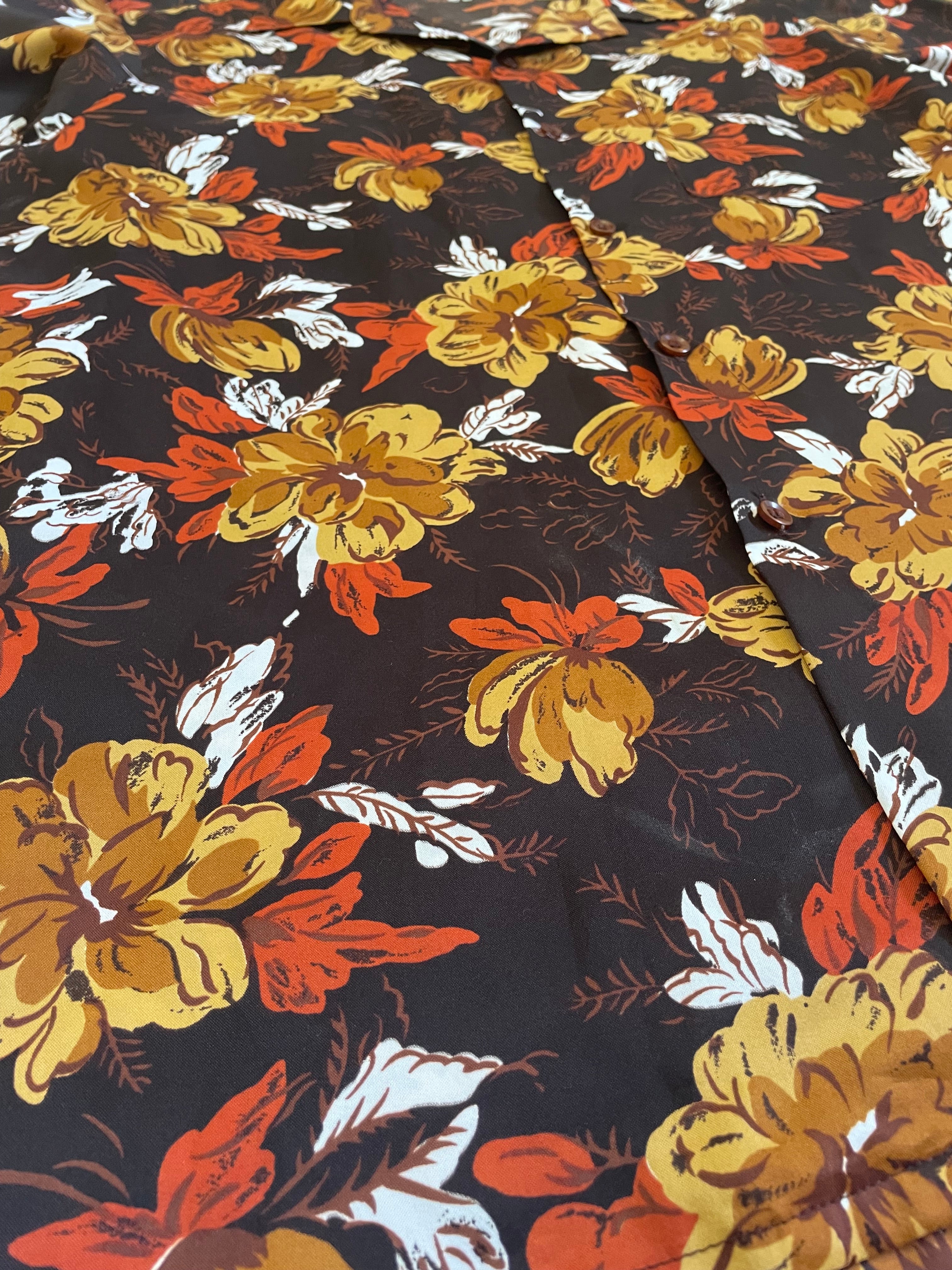 Vintage Warm Tone Floral Long Sleeve Blouse