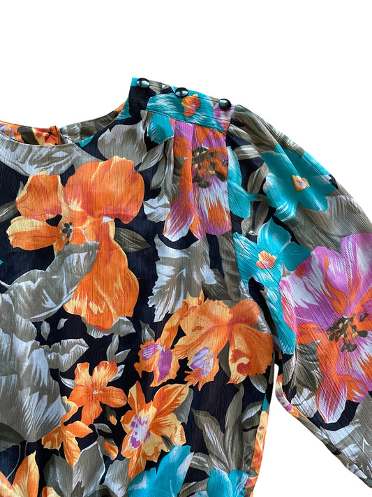 Bold floral print vintage blouse