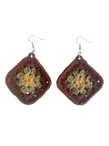 Mojo Moon Crochet Earrings - Granny - Brown, sage, olive