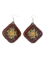 Mojo Moon Crochet Earrings - Granny - Brown, sage, olive