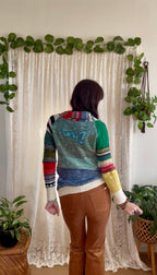 Multicolour Zip up Asymmetrical Cardigan - Sz XL