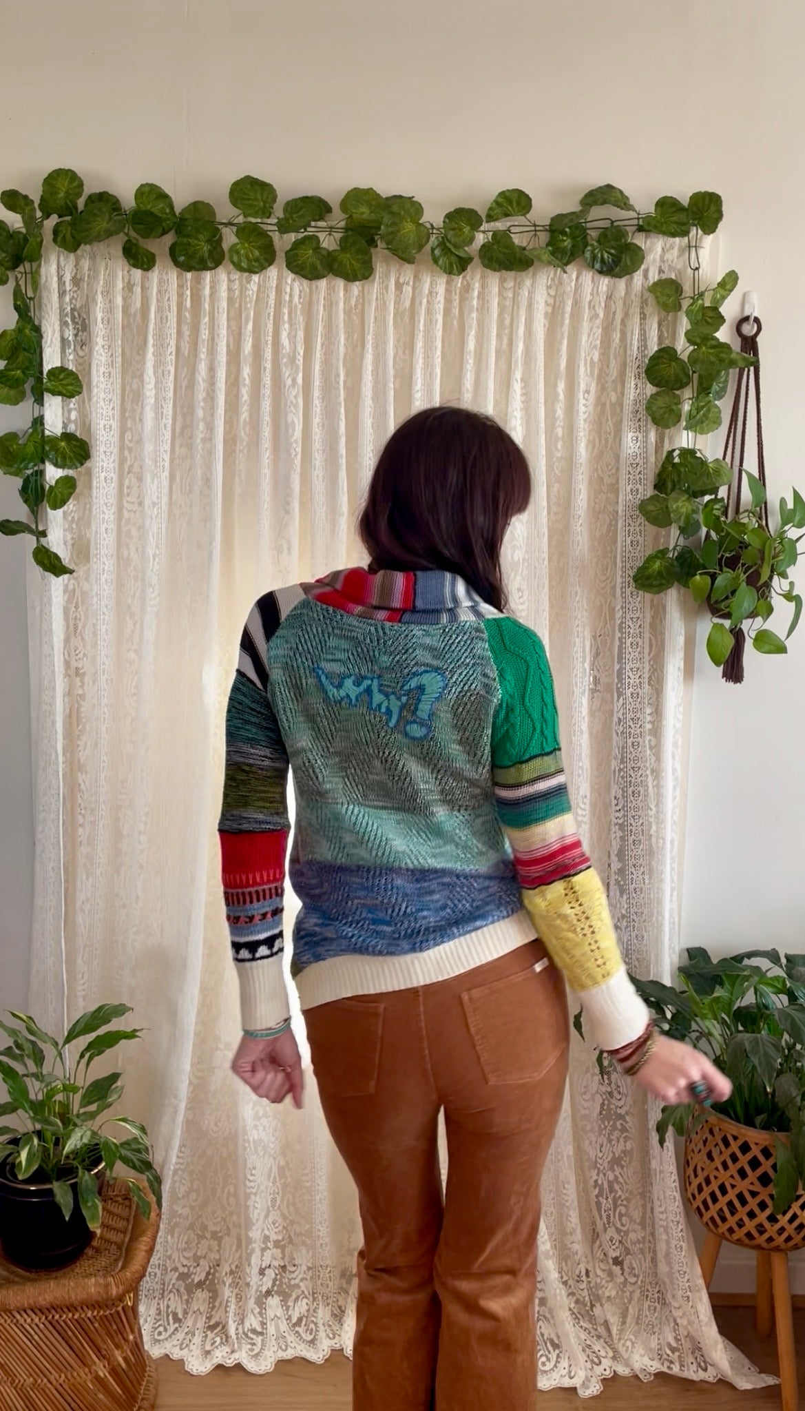 Multicolour Zip up Asymmetrical Cardigan - Sz XL