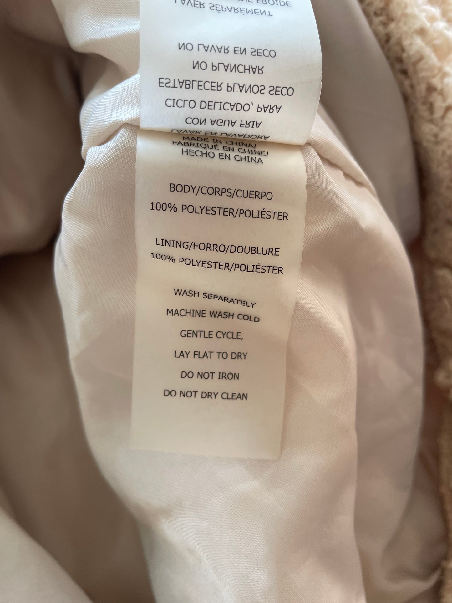 Beige Fluffy Teddy Jumper with High Zip Collar