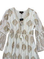 White with Gold Thread Paisley Print Angel Dress