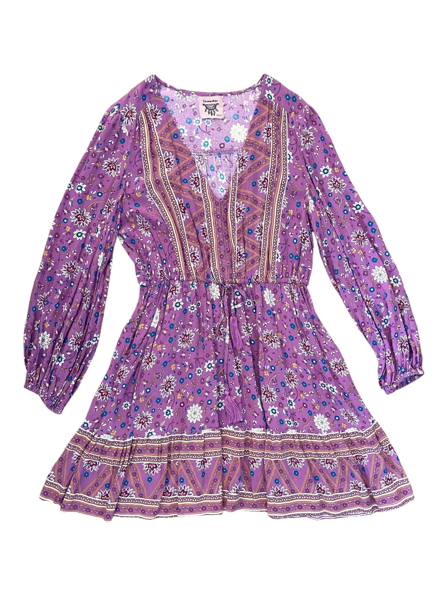 Boho Long Sleeve Mini Dress