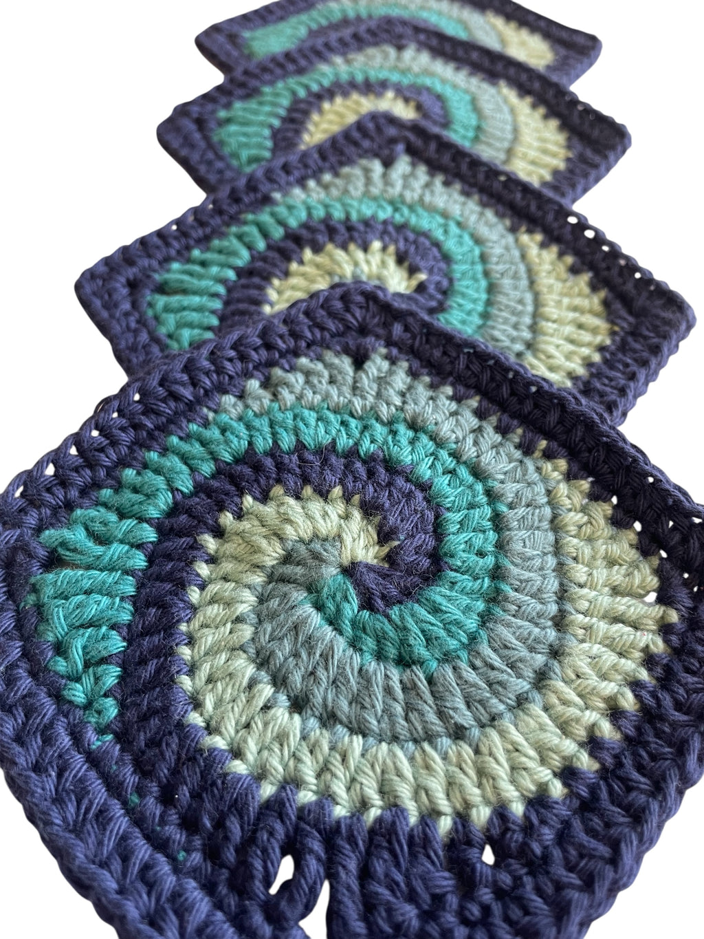 Crochet coasters Set of 4 - Blue Swirl