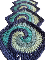 Crochet coasters Set of 4 - Blue Swirl