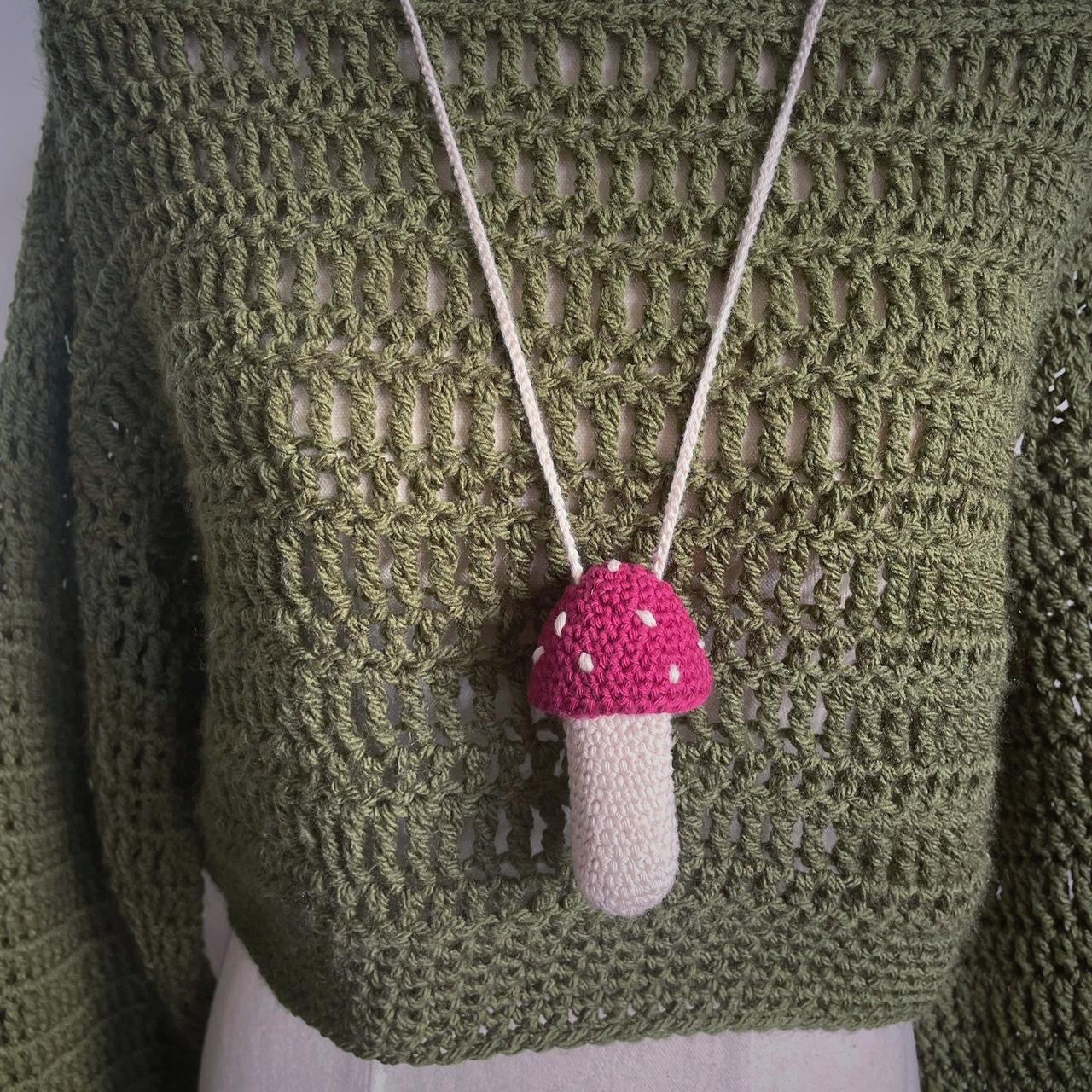 Crochet Mushroom Stash Necklace