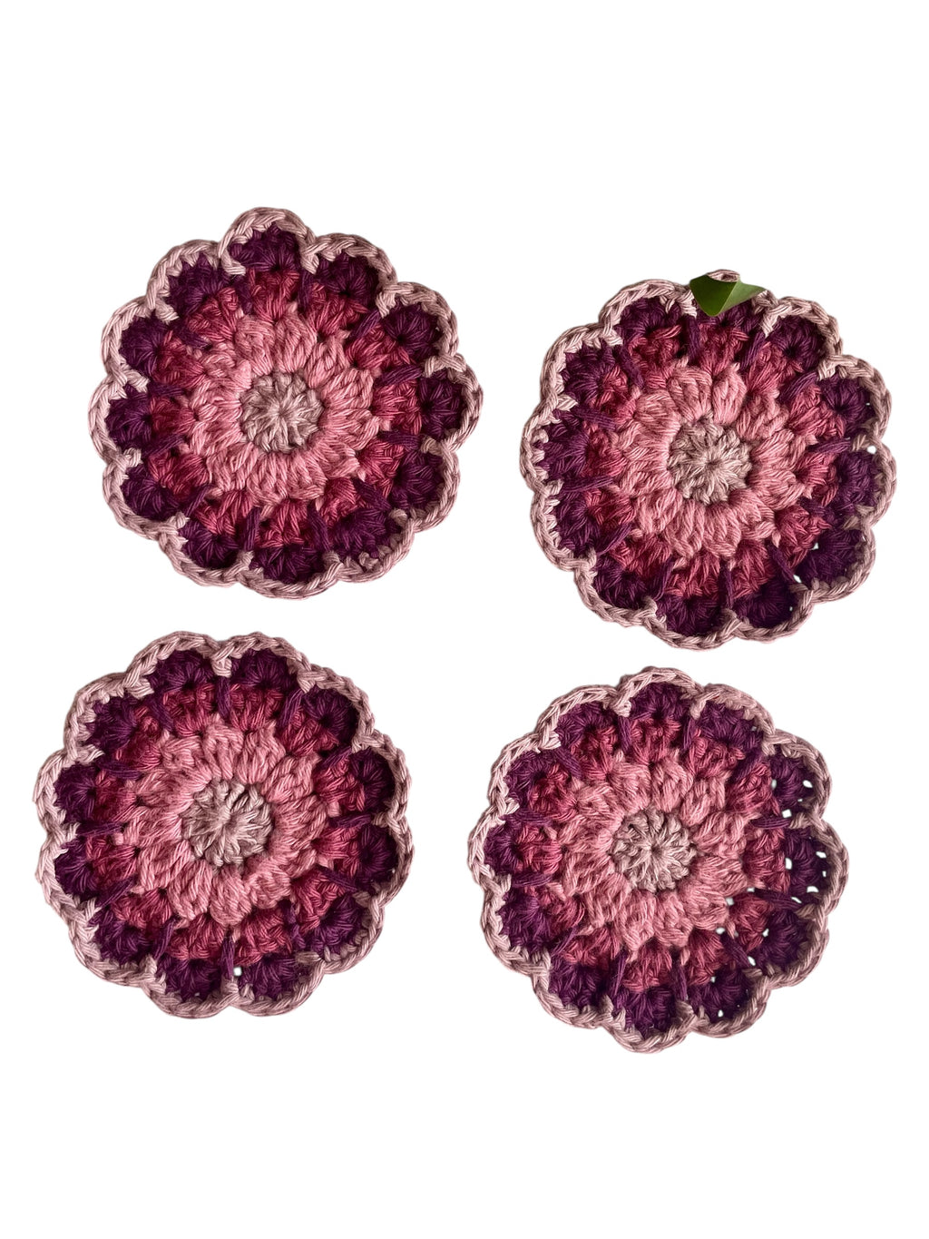Crochet Retro Daisy Coasters Purple Tone