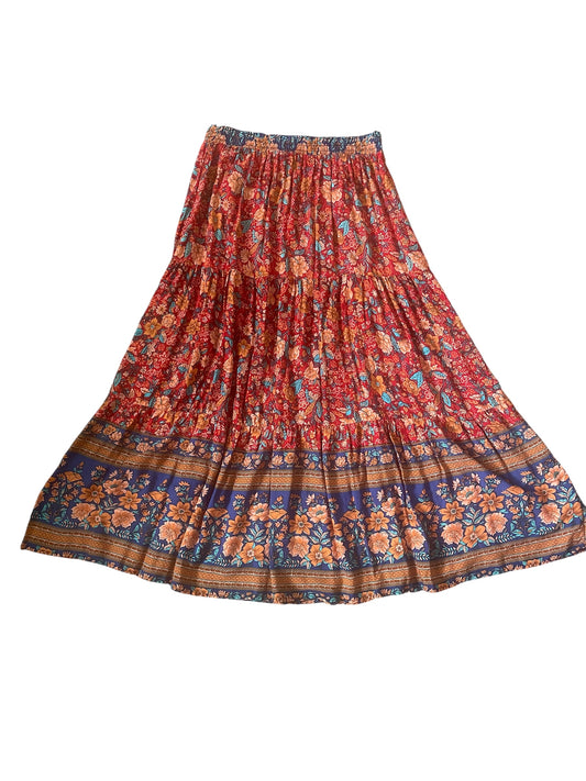 Red/Blue Floral Maxi Skirt Sz 18