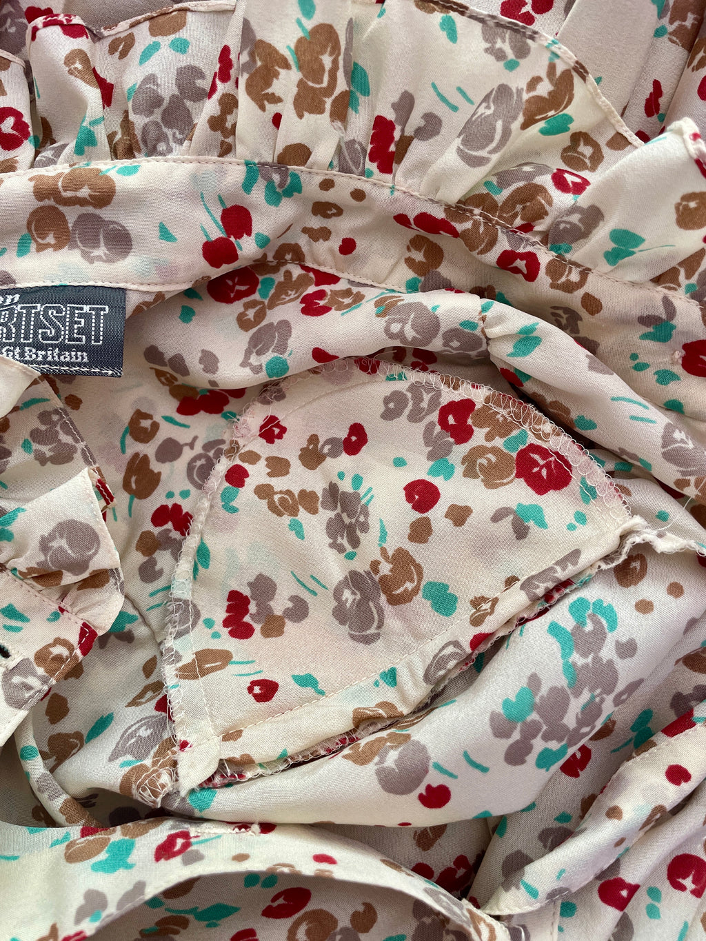 Vintage Alexon Sportset British Prairie Dress – High Neck Ruffle Floral Midi - Sz 12