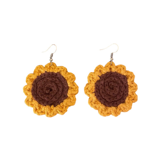 Crochet Sunflower Earrings