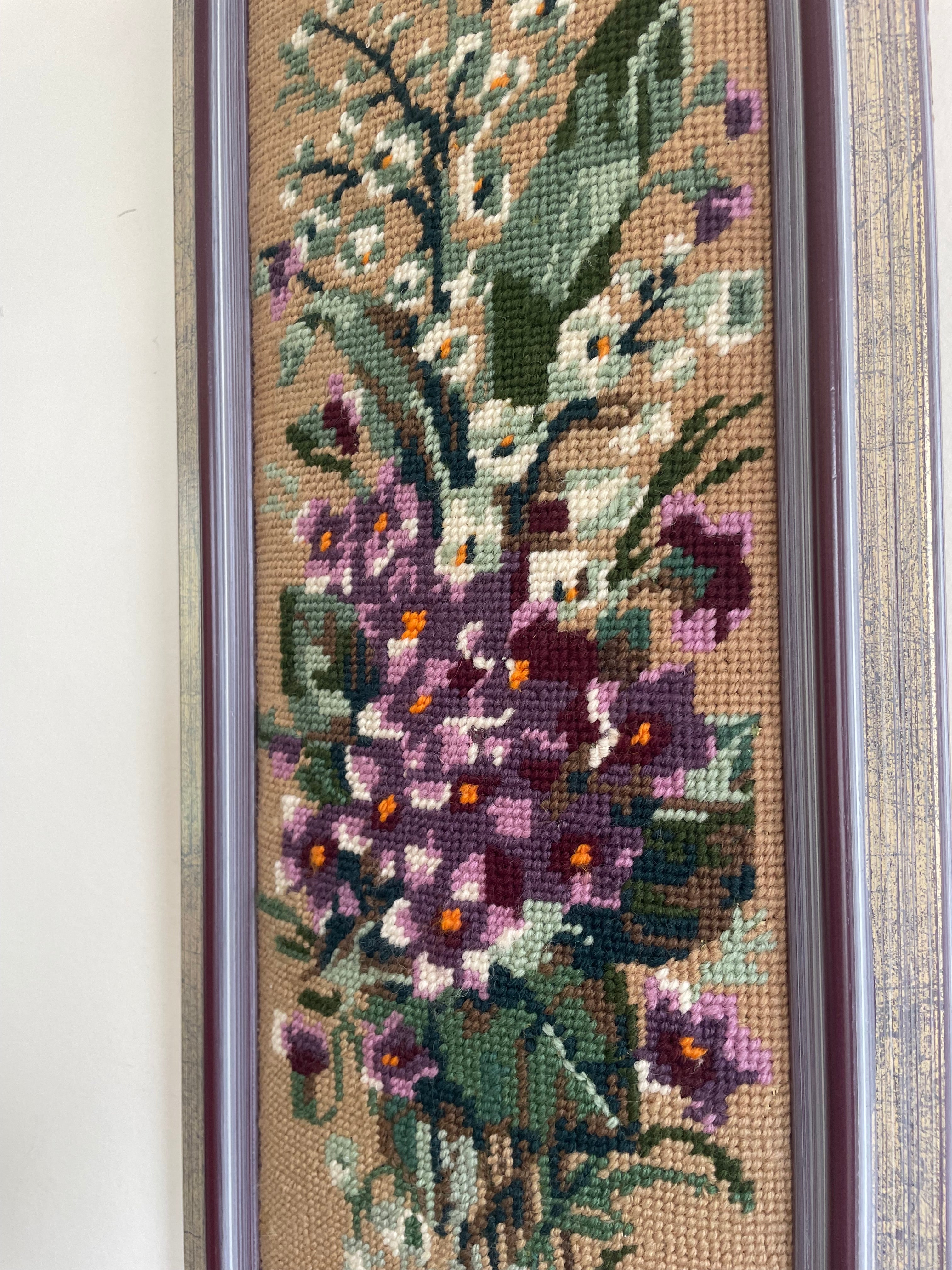 Vintage Floral Tapestry in Purple Frame