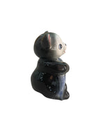 Ceramic Vintage Mini Panda with Fish Figurine Kitsch Japan