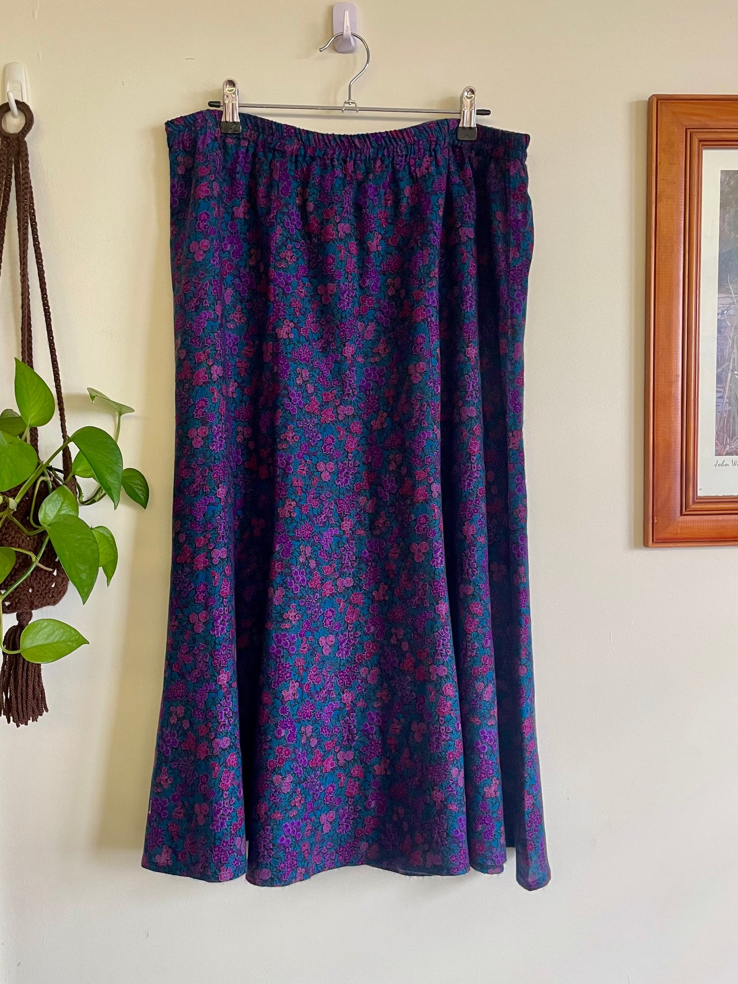 Purple Floral Vintage Maxi Skirt