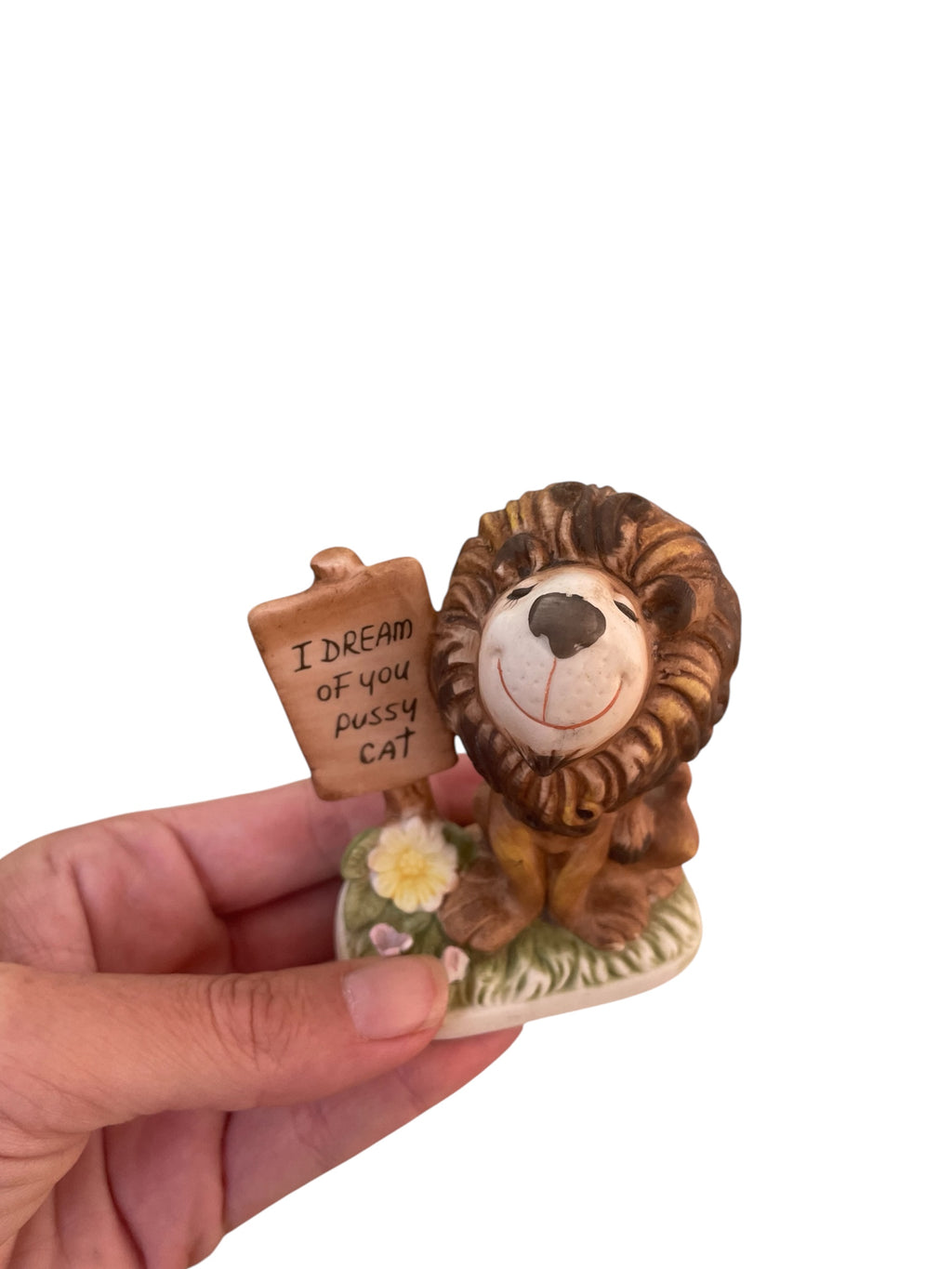 Vintage Kitsch Ceramic Lion with sign