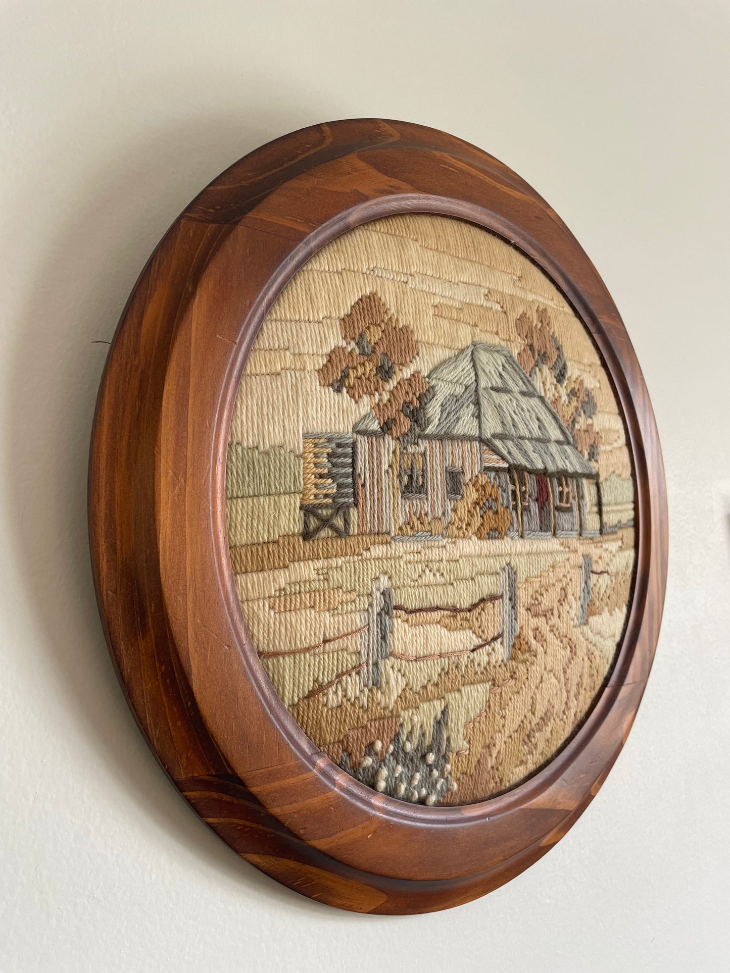 Framed Vintage “The Old Homestead” Needlework