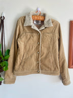 Y2K Tan Jacket with Faux Sherpa Trims