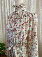 Vintage Alexon Sportset British Prairie Dress – High Neck Ruffle Floral Midi - Sz 12