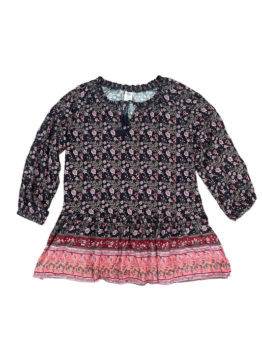 Long Sleeve Boho Mini Dress with floral pattern
