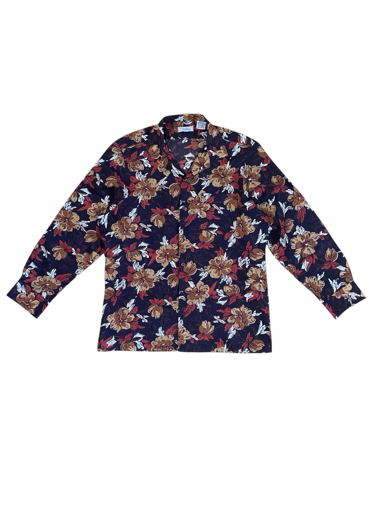 Vintage Warm Tone Floral Long Sleeve Blouse