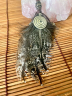 Feather & Hemp Hair Extension - Tawny Frogmouth/Spiral