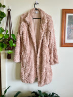 Dusty Pink Faux Fur Jacket Sz 10