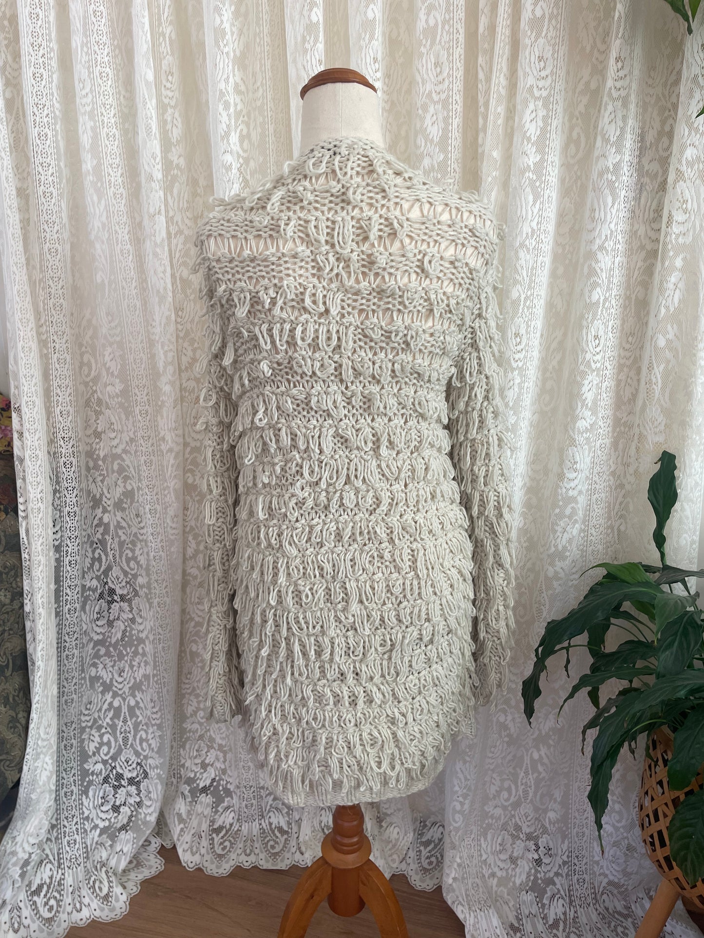 Loopy Mid Length Knit Cardigan