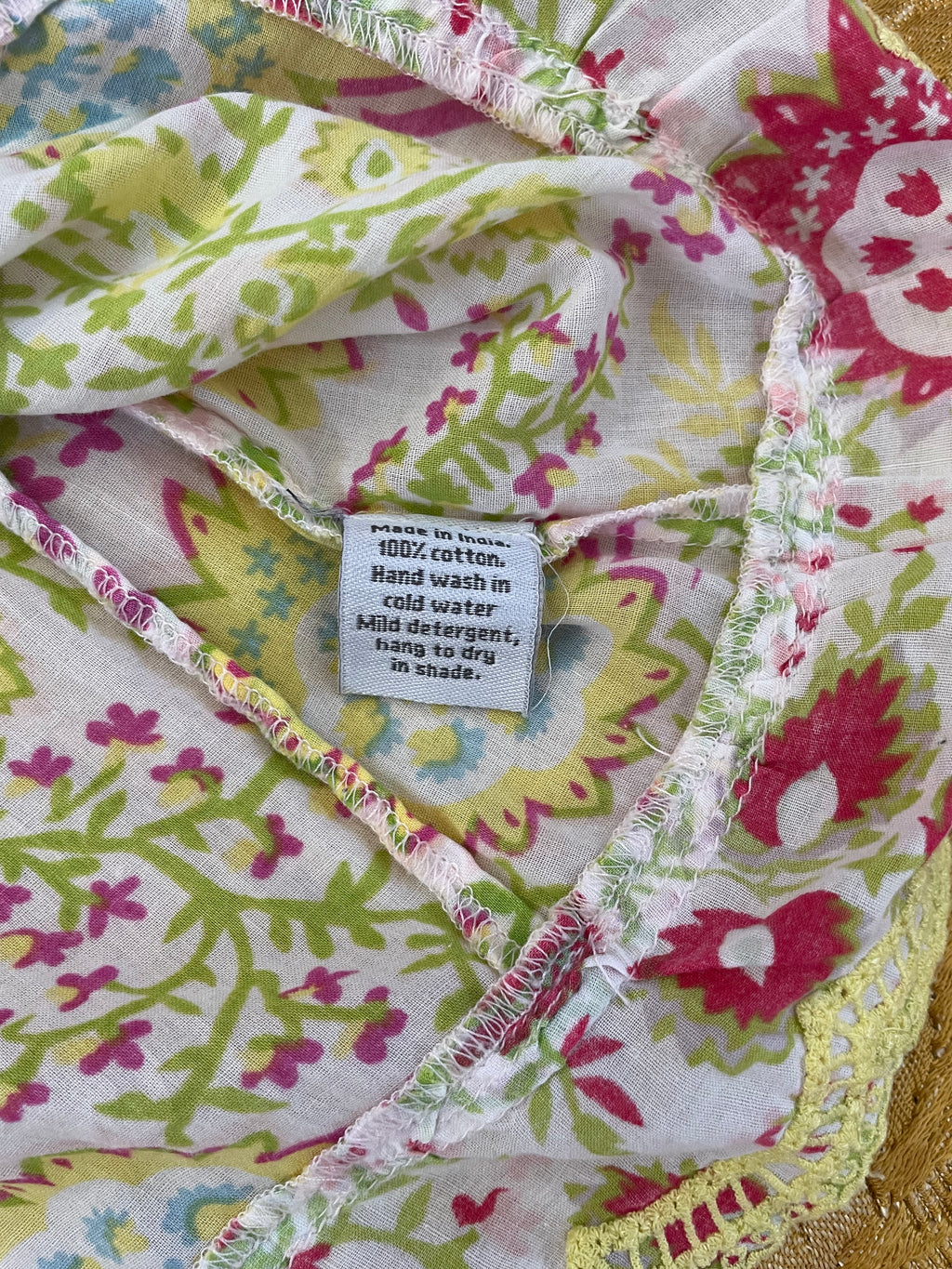 Cotton 3/4 sleeve Lime Floral Blouse