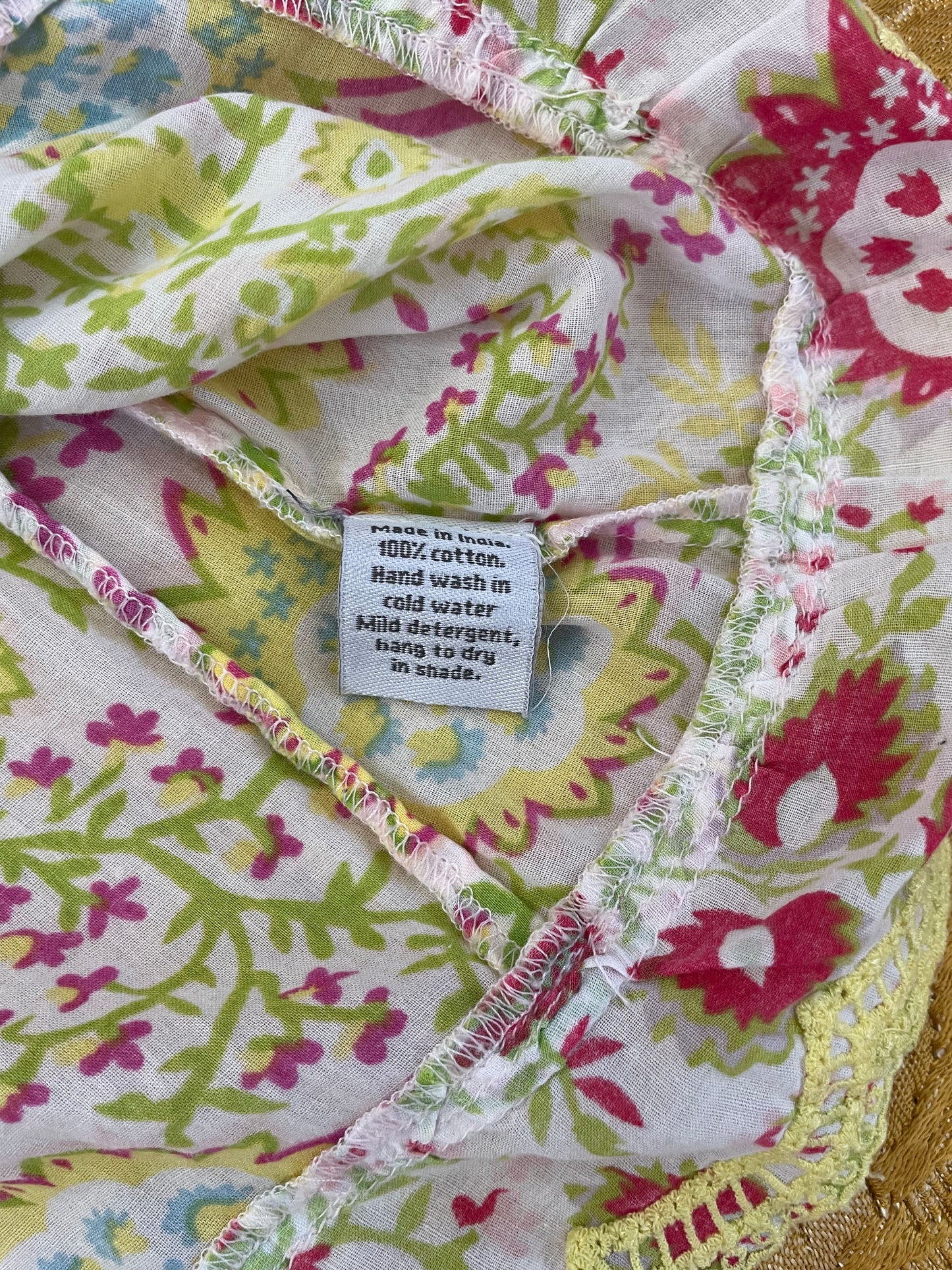 Cotton 3/4 sleeve Lime Floral Blouse