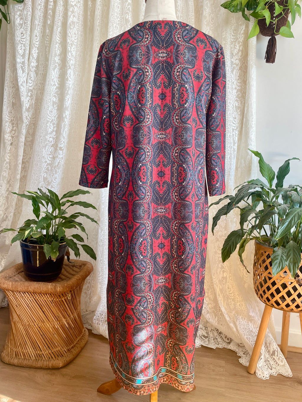 Boho Style Paisley Print Midi Dress
