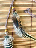 Feather & Hemp Hair Extension - Double Stranded Brown mix/Dragonfly