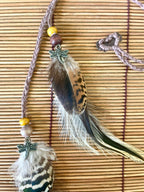 Feather & Hemp Hair Extension - Double Stranded Brown mix/Dragonfly