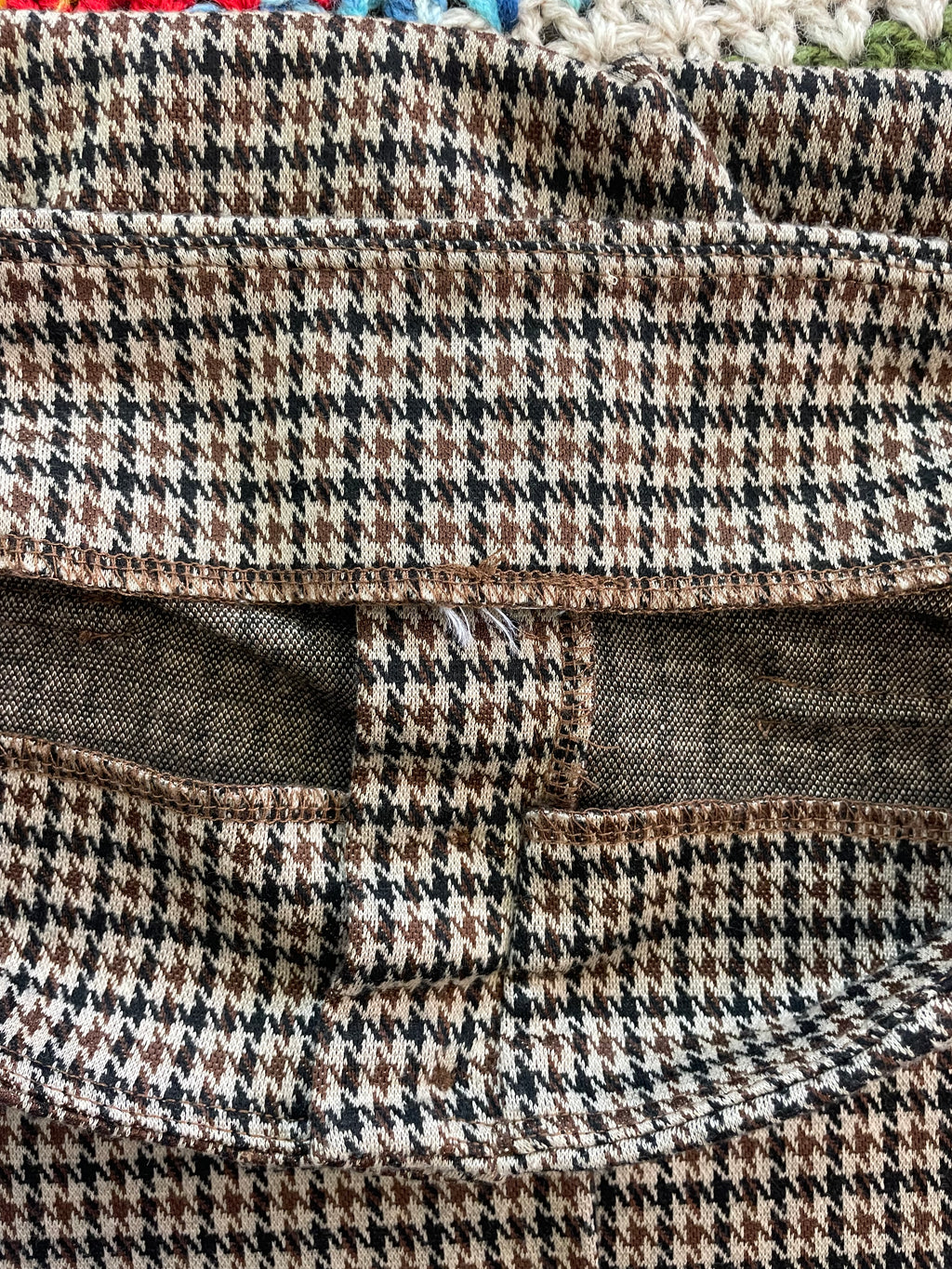 Houndstooth Pattern Button front Stretch Mini Skirt