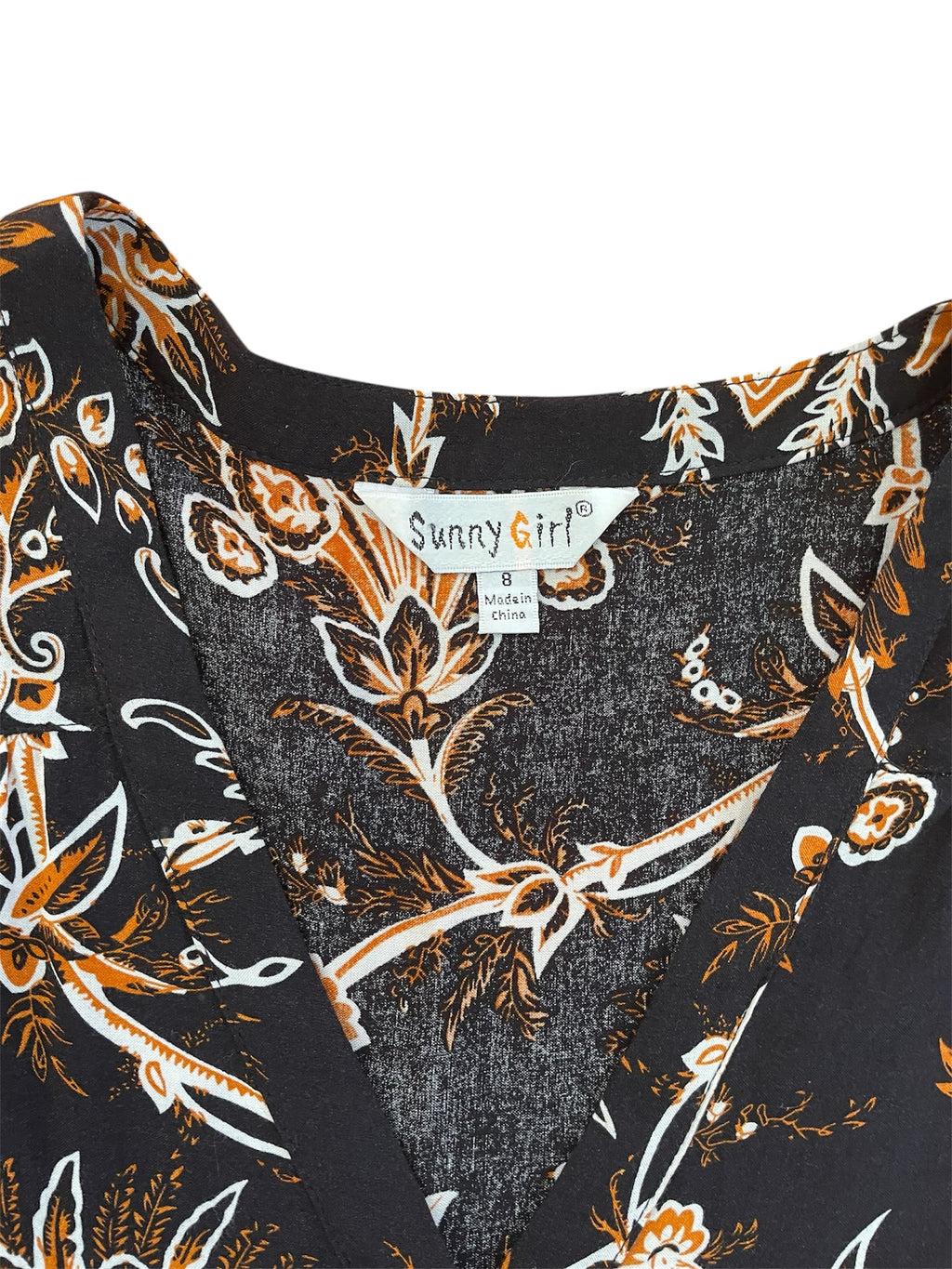 Paisley black & brown floral print l/s dress