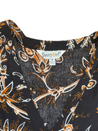 Paisley black & brown floral print l/s dress