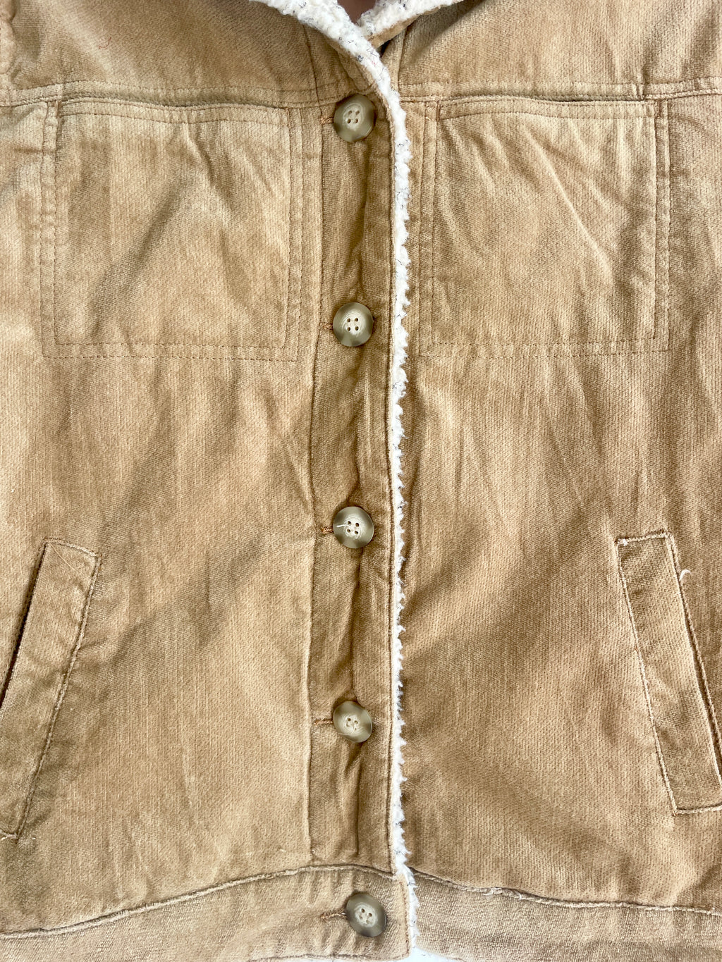 Y2K Tan Jacket with Faux Sherpa Trims