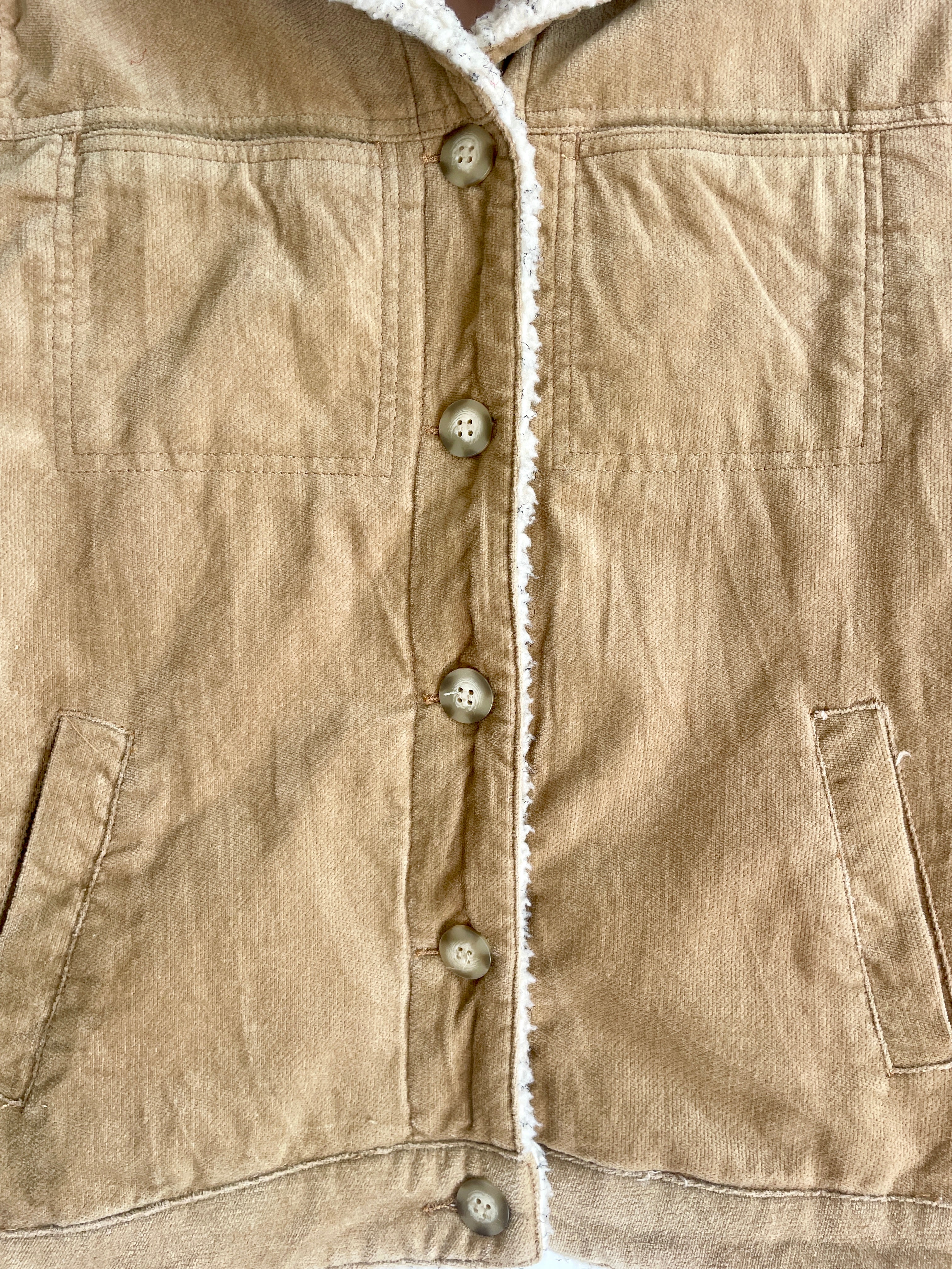 Y2K Tan Jacket with Faux Sherpa Trims